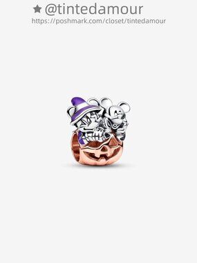 Pandora Disney Mickey Mouse & Minnie Mouse Halloween Pumpkin Charm|Two-tone